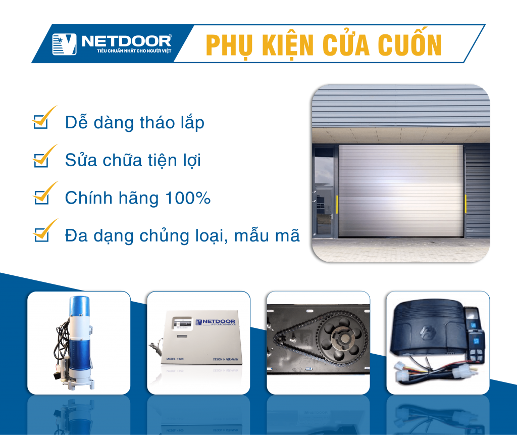 Sử dụng phụ kiện cửa cuốn chính hãng giúp đảm bảo độ bền của cửa